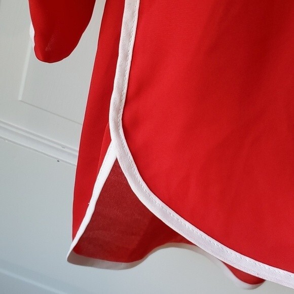 COLLECTIVE CONCEPTS FLOWY RED SHIRT CREAM CONTRAST PIPING MEDIUM - Picture 3 of 6